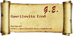 Gavrilovits Ernő névjegykártya
